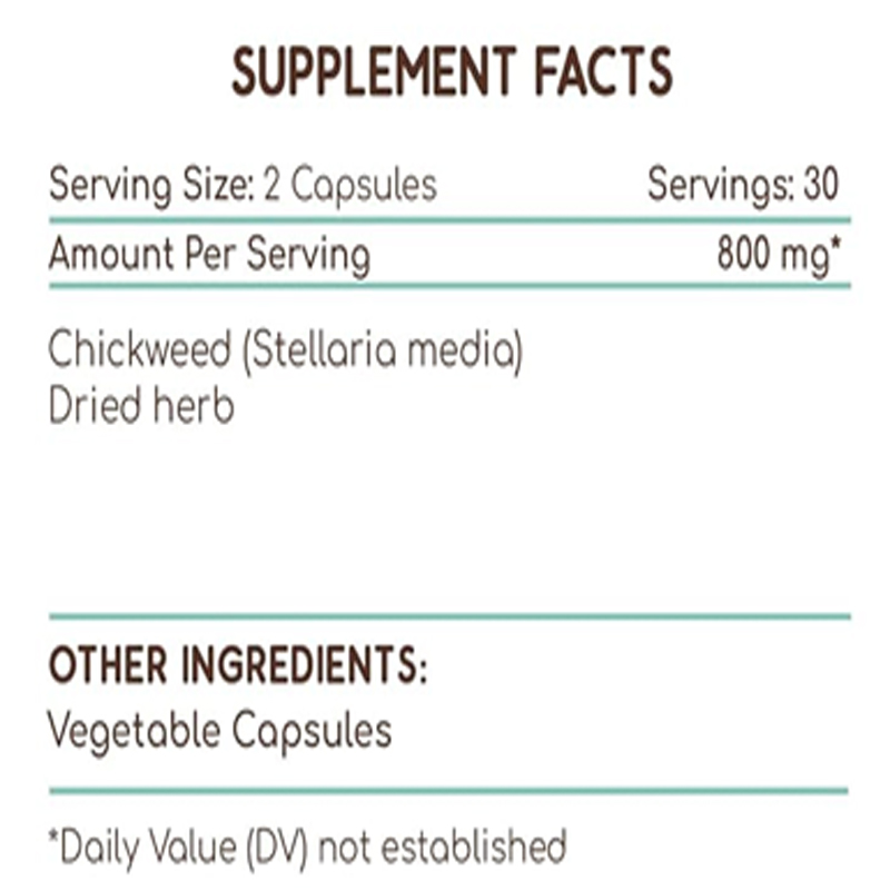 Chickweed 60 Capsules, 800 Mg, - Dried Herbs 评论和价格