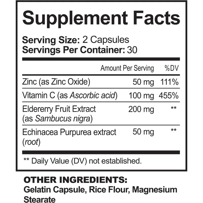 Zinc 50mg Capsules - Containin - Echinacea 评论和价格